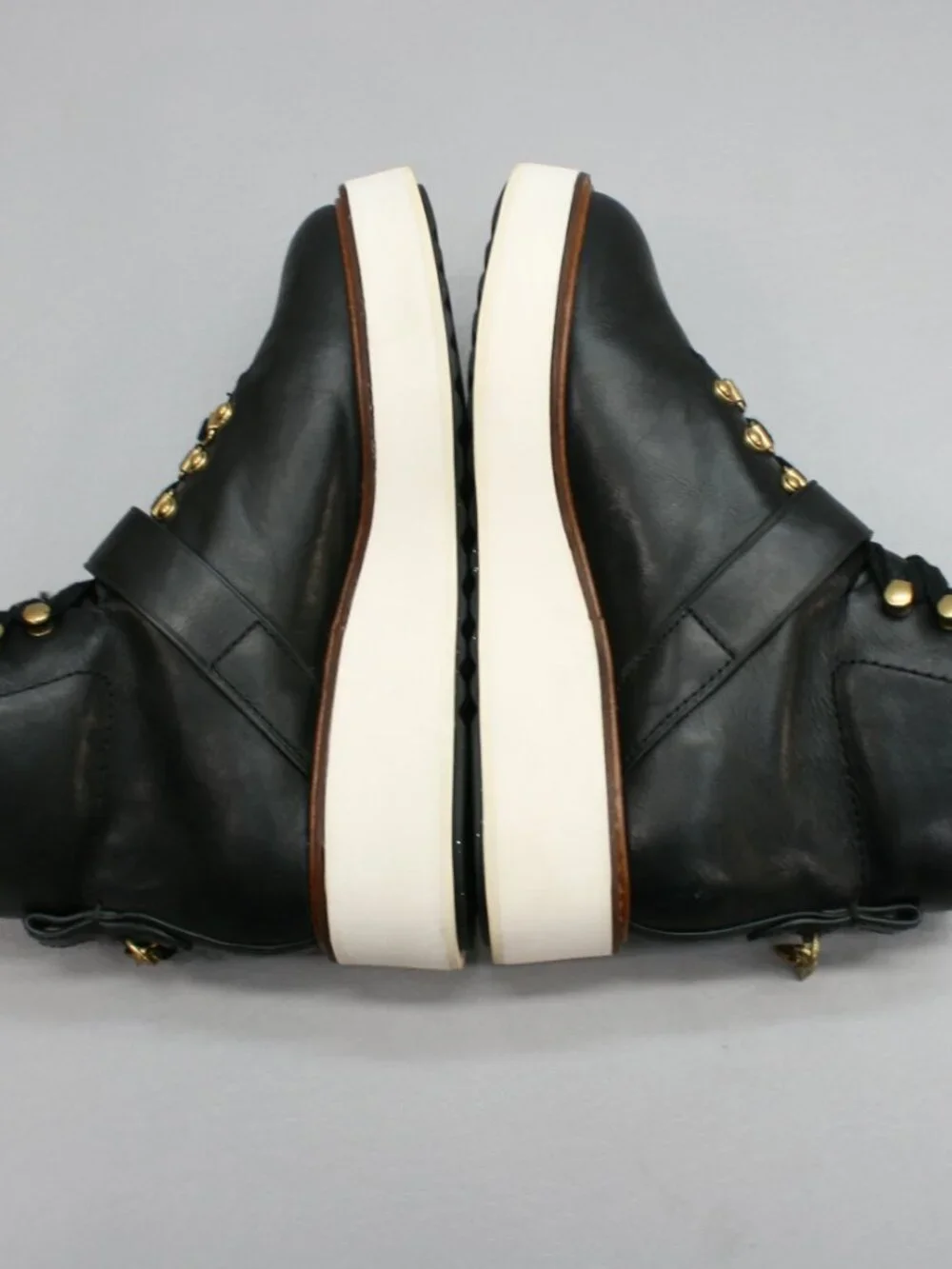 Coach Ladies 7.5 Urban Hiker Platform Black Leather Turn Lock Wedge Ankle Boots - Picture 12 of 12